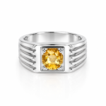 Silver Men Yellow Sapphire Ring